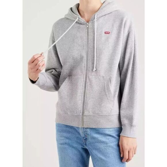 Levi’s A07770003 Women Sz L Gray Heather Standard Fit Full Zip Hoodie Jacket - Picture 8 of 9